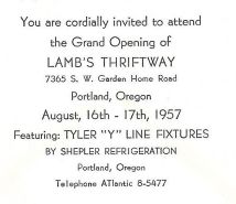 1957 Lamb's Thriftway grand opening announcement