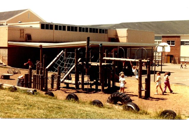 1982 Final day of Garden Home School - playground structure
