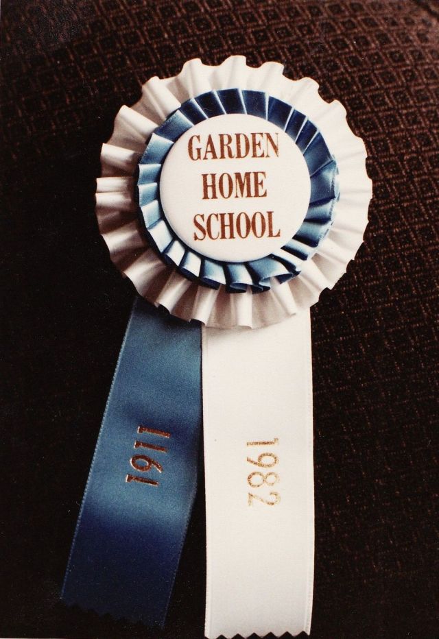 1982 Final day of Garden Home School - ribbon 1911-1982