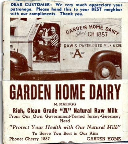 Garden Home Dairy blotter 1940s