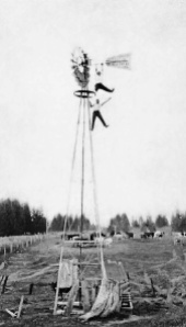 Shattuck Dairy - showing off on windmill used to pump water